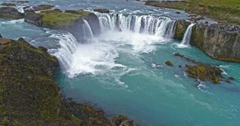 Sky view of Godafoss waterfall Stock Photos