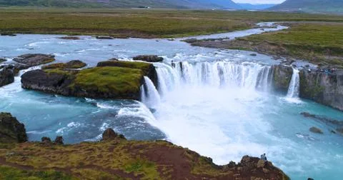 Sky view of Godafoss waterfall Stock Photos