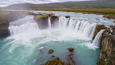 Sky view of Godafoss waterfall Stock Photos