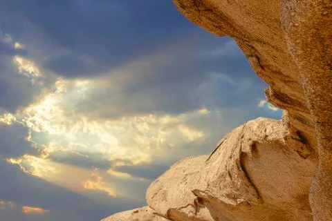 Sky view  inside a rock cave in Namibia Stock Photos