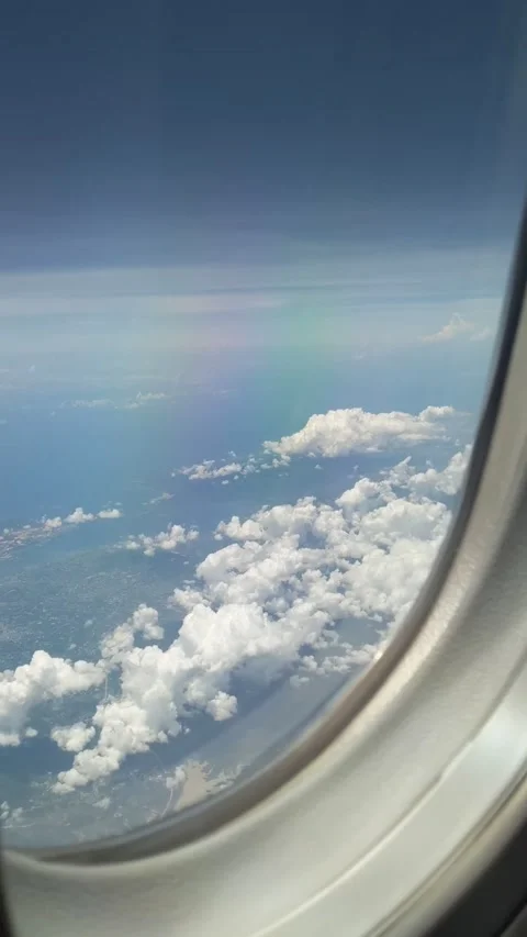 Sky view out of plane window Stock Footage 209826486