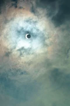Sky view with solar eclipse. Stock-Fotos