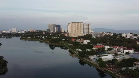 Sky View of Vietnamese City Stock Footage 255034348