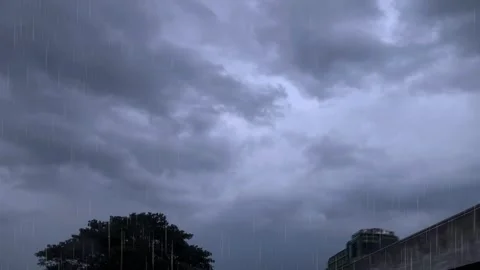Sky view of a violent thunderstorm and rain during daytime during travel Stock Footage 312315021