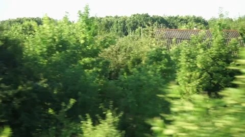 Sky view from a window running train Stock-Footage 64913604
