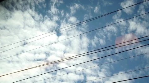 Sky view from a window running train Video stock 64913941