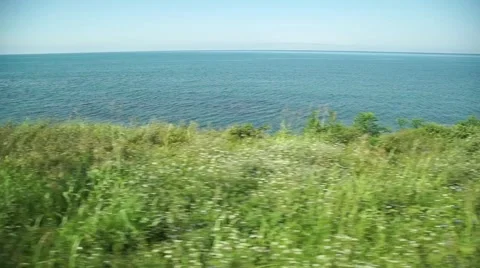 Sky view from a window running train Stock-Footage 64932308