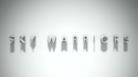 Sky warriors 3D title animation white text on a white background Stock Footage 298896479