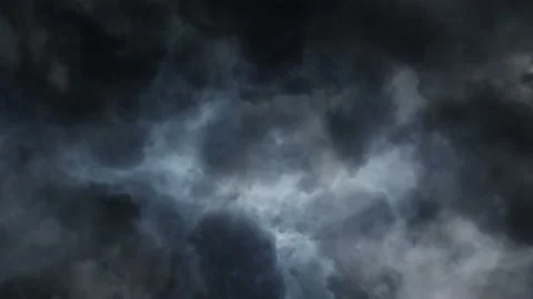 The sky was filled with dark clouds with flashes of lightning in them Stock Footage 152805109
