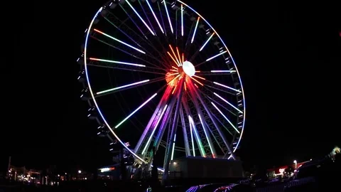 Sky Wheel at Night with Lights Vídeo Stock 81754335