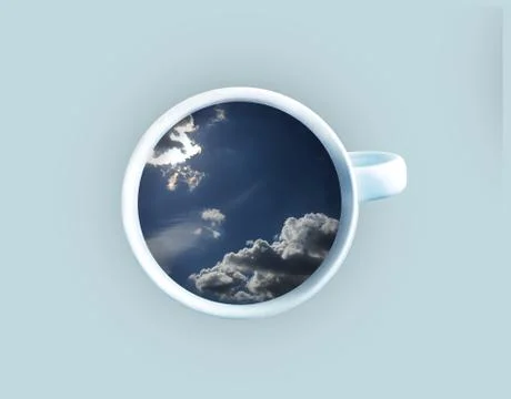 Sky in white cup. Creative idea Stock Photos