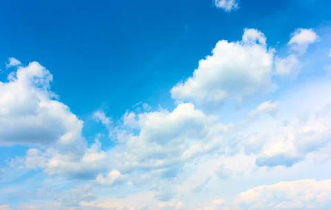 Sky with white heap clouds - Cloudscape Stock Photos
