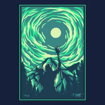 Sky witch silhouette vector illustration イラスト素材