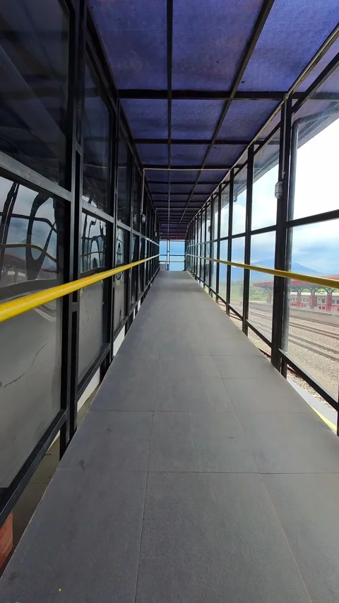 Skybridge corridor to the platform Stock Footage 333762197