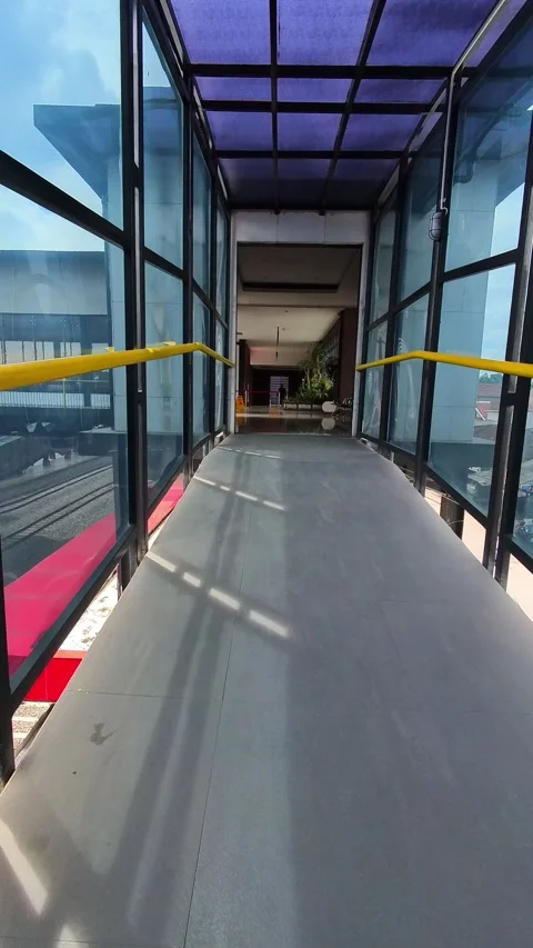 Skybridge corridor to the platform Stock Footage 333773564