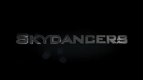 Skydancers title 3D metal text on black alpha channel background 스톡 동영상 301266745