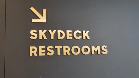 Skydeck Restrooms Signage Stock Footage 168012733