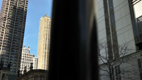 SkyDeck Willis Tower Downtown Chicago USA. Slow Motion Street View of Stock Footage