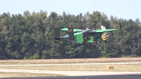 Skydive Airplane Taking Off at Local Airfield Stock Footage 250080551