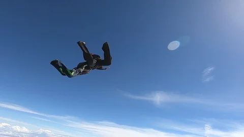 Skydive couple team making figures in free fall Stock Footage 111789065
