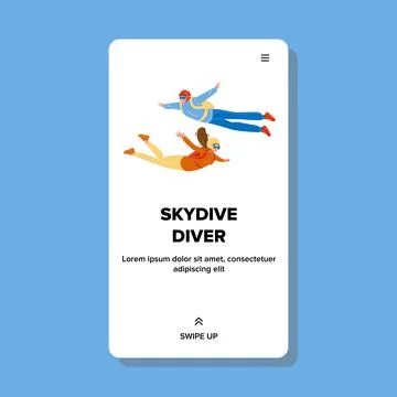 Skydive Divers Flying Down With Parachute Vector 스톡 일러스트