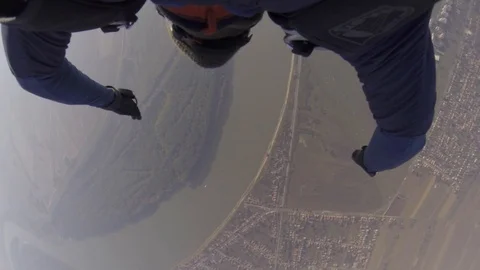 Skydive Exit and Opening Parachute Stock Footage 116836888