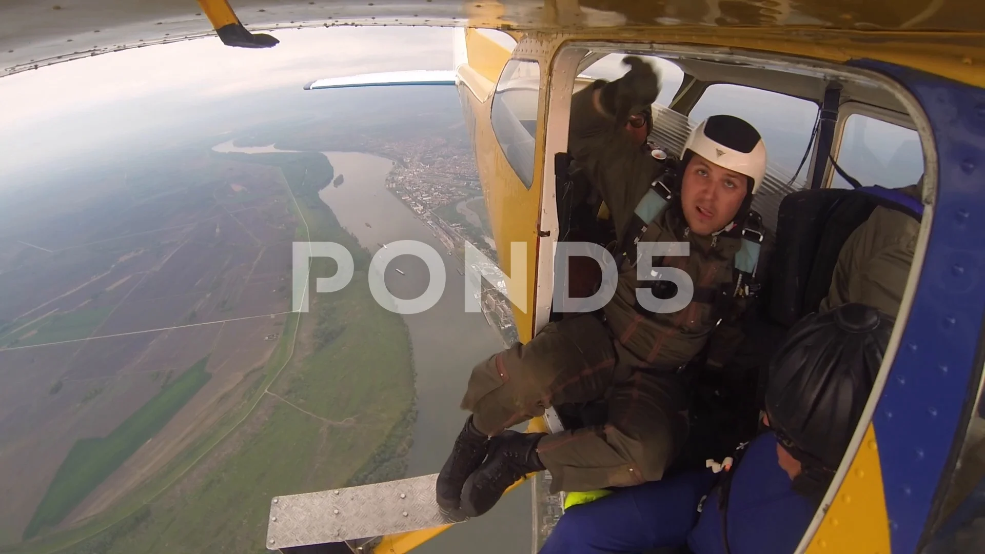 Skydive exit - Static line jump, Stock Video