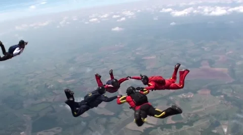 Skydive group slow motion Stock Footage 54176572