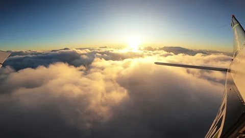 Skydive point of view above the clouds, inside the plane. Stock Footage 213683616