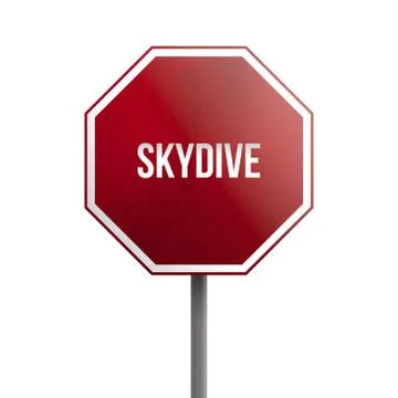 Skydive - red sign isolated on white background Stock Illustration