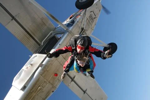 Skydive tandem on a cold and dry day. Stock Photos