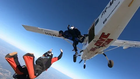 Skydive team formation clear sky Stock Footage 112608711