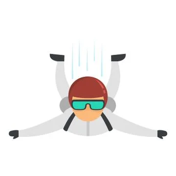 Skydiver air diving icon, flat style Illustrazione stock