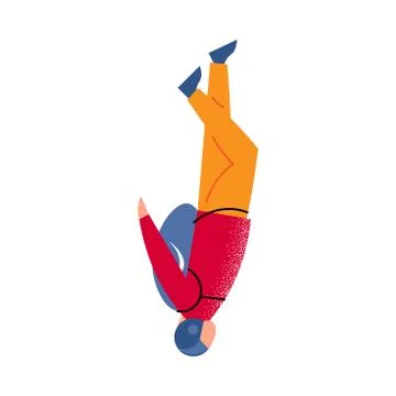 Skydiver in blue helmet falling down with the parachute backpack. Vector 스톡 일러스트