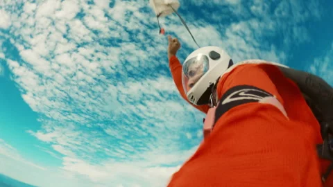 A skydiver deploying his parachute Stock Footage 264502526