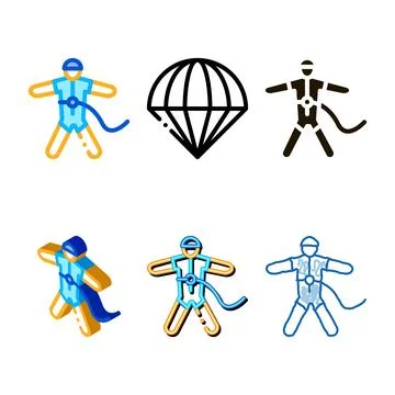 Skydiver with diversity insurance icon vector outline 스톡 일러스트