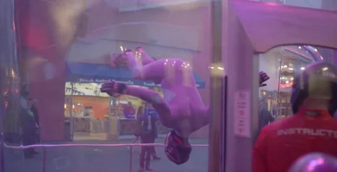 Skydiver Doing Flips In Wind Tunnel Video stock 76497413