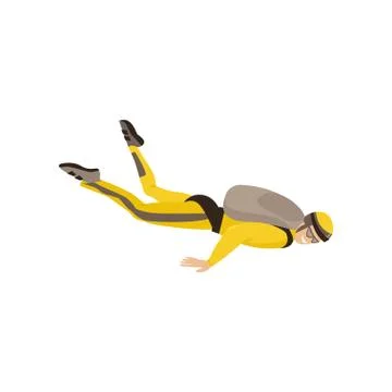 Skydiver engaged in a dangerous sport making jumps in the sky with a parachute Stock Illustration