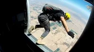 Skydiver Exits Plane. Pov Skydiver Experiences Freefall Fun. Extreme Sports Clos Stock Footage