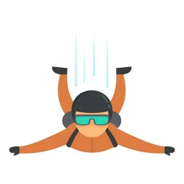 Skydiver flying icon, flat style Stock Illustration