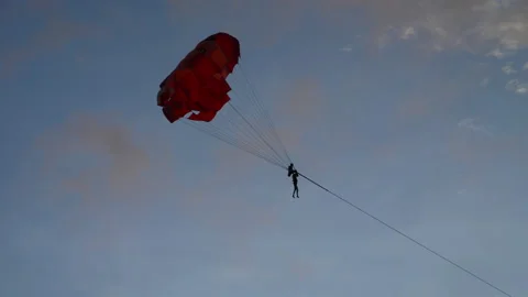 Skydiver is flying, silhouette Stock Footage 204812046