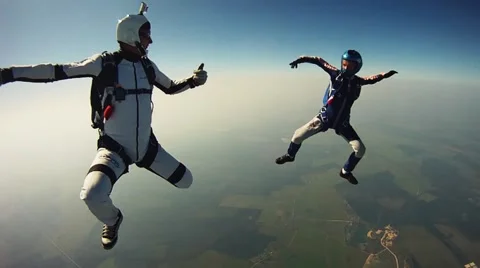 Skydiver freestyle dance in sky. Extreme sport. Adrenaline. Height. Flight Stock Footage 68303504