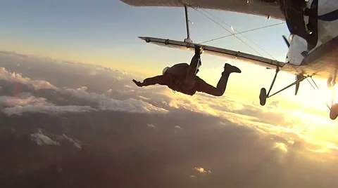 Skydiver jumping from the Airplane Video stock 60050886