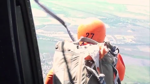 Skydiver jumping from the Airplane Stock Footage 73853883