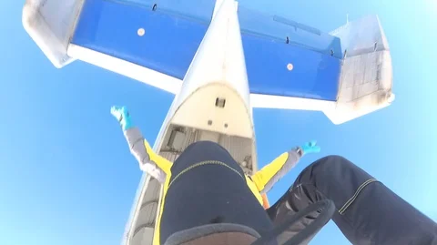 Skydiver is jumping out. Video stock 102697667
