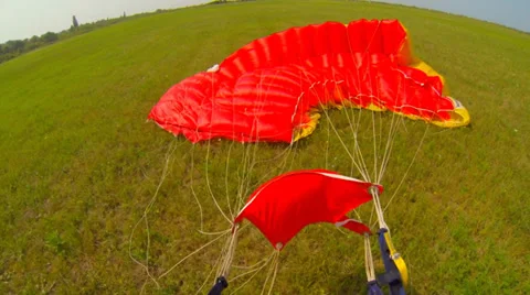 Skydiver landing POV Stock Footage 33376618