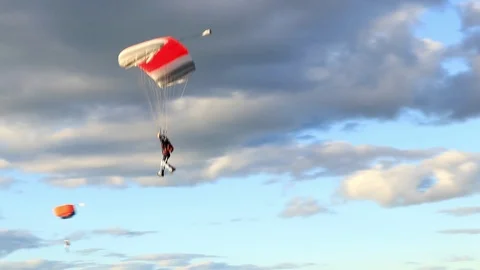 Skydiver makes a perfect landing Stock Footage 95918582