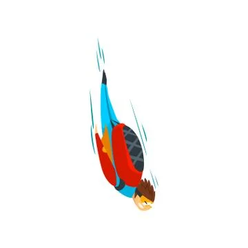 Skydiver man falling through the air, free fall, skydiving, parachuting extreme Stock Illustration
