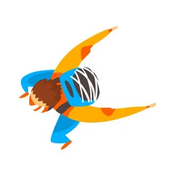 Skydiver man is in the free fall, skydiving, parachuting extreme sport vector 库存插图