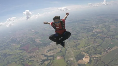 Skydiver meditation position Stock Footage 103290374